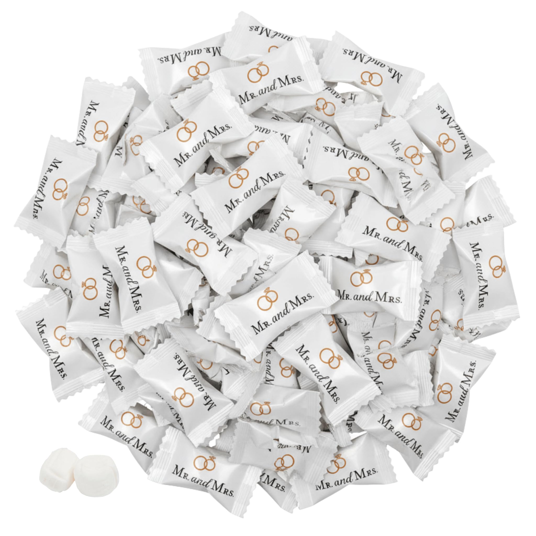 216ct Mr. and Mrs. Wedding Buttermints Individually Wrapped – White Butter Mints for Bridal Shower, Engagement Candy, and Reception – Bulk Wedding Candies