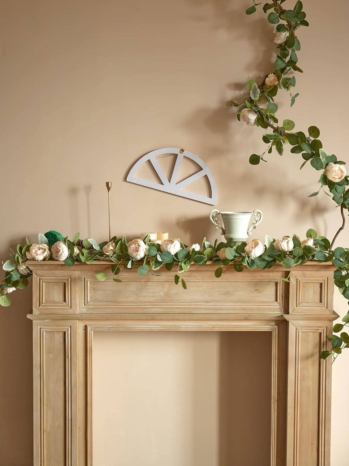 MISSPIN 2pcs Artificial Flowers Garland Spring Eucalyptus Garland Vintage Fake Flower Peony Rose Vine Greenery Decorative Wall Hanging Plant for Wedding Arch Door Arrangement Party Decor - Image 3