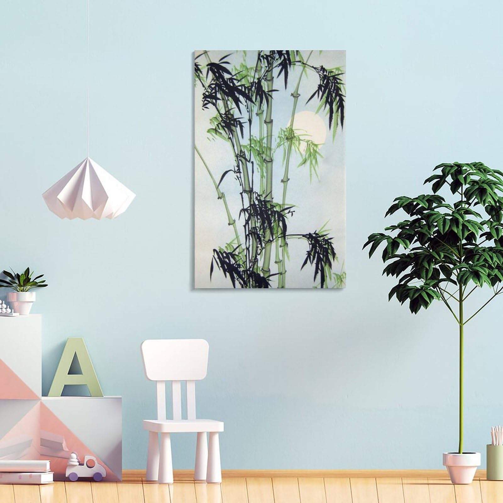 Amazon.co.jp: 絵画 青竹水彩油絵インテリア 絵画 竹 アートパネル 壁