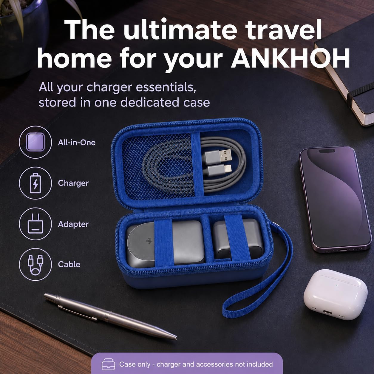 ANKHOH Travel Case for Anker Prime 3-in-1 Wireless Charging Station (Blue, for Anker Prime 3-in-1 Wireless Charging Station) image 4