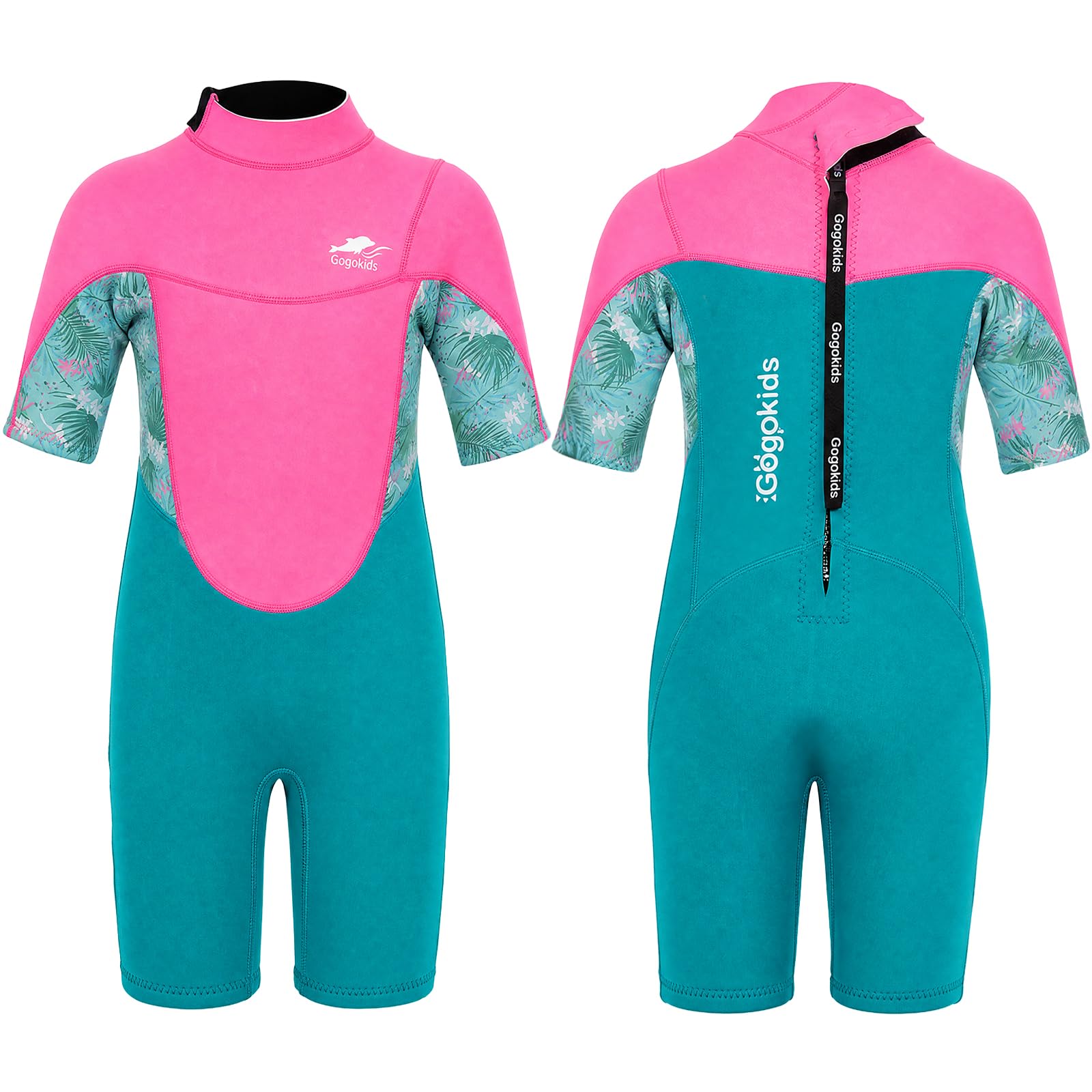 Gogokids Kinder Neoprenanzug Shorty 2,5mm Wetsuit für Jungen & Mädchen | UV-Schutz 50+ Einteiler mit Rückenreißverschluss, Kurzarm Schwimmanzug für Schwimmen, Schnorcheln & Surfen, Alter 2-8 Jahre