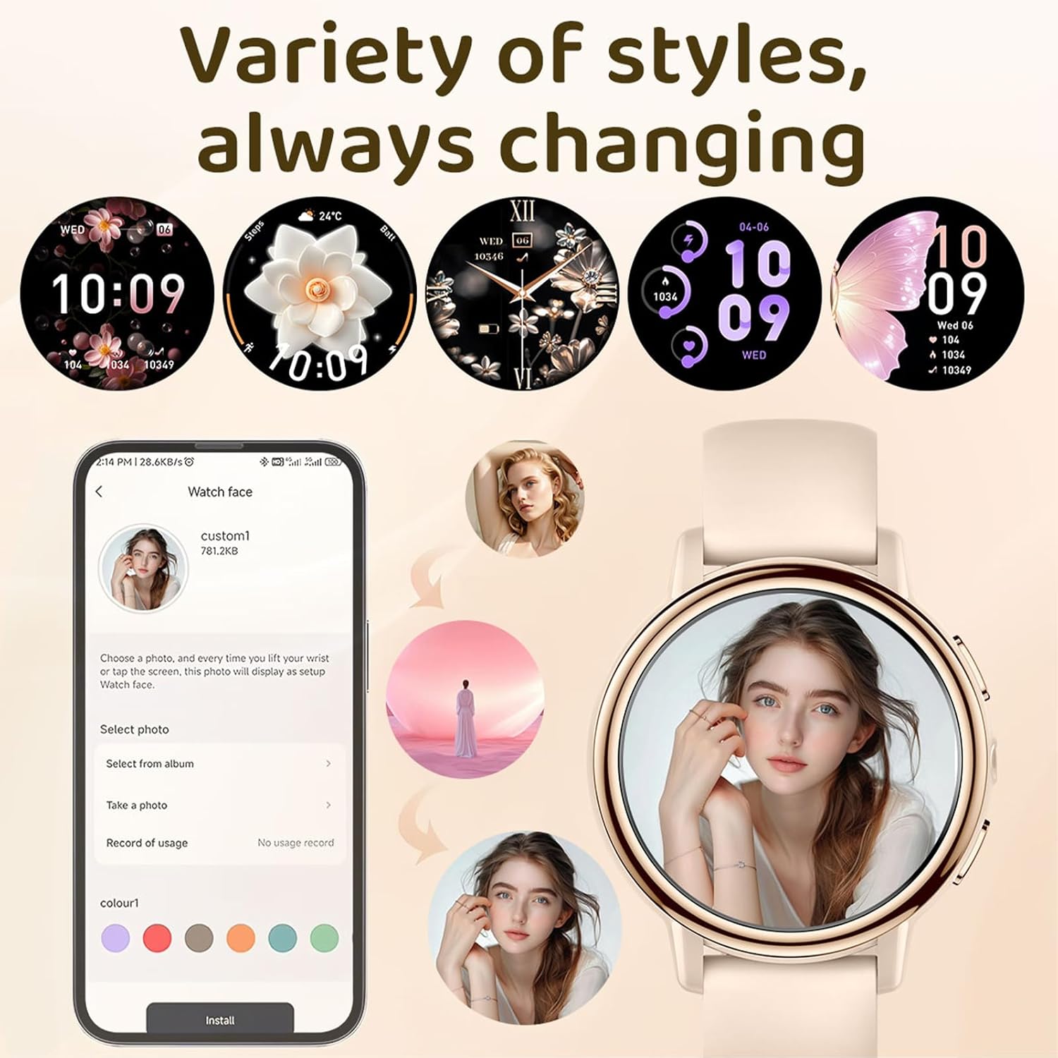 Smart Watches for Women with Flashlight Heart Rate Monitor Pedometer Sleep Monitor Bluetooth Call 100+ Sport Modes Fitness Tracker Fitness Watch for Android iOS