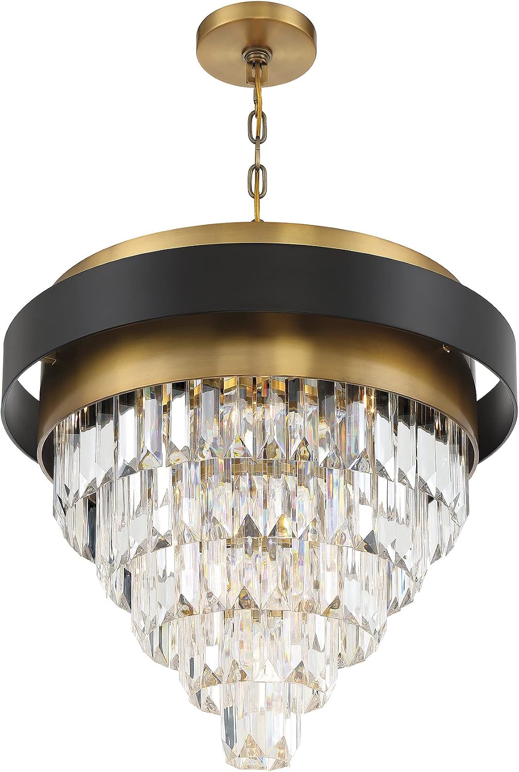 Savoy House 1-1669-4-143 Marquise Mid-Century Modern Vintage Optic Acrylic Chandelier, 4-Light 240 Total Watts, 23" H x 24" W, Matte Black & Warm Brass Accents