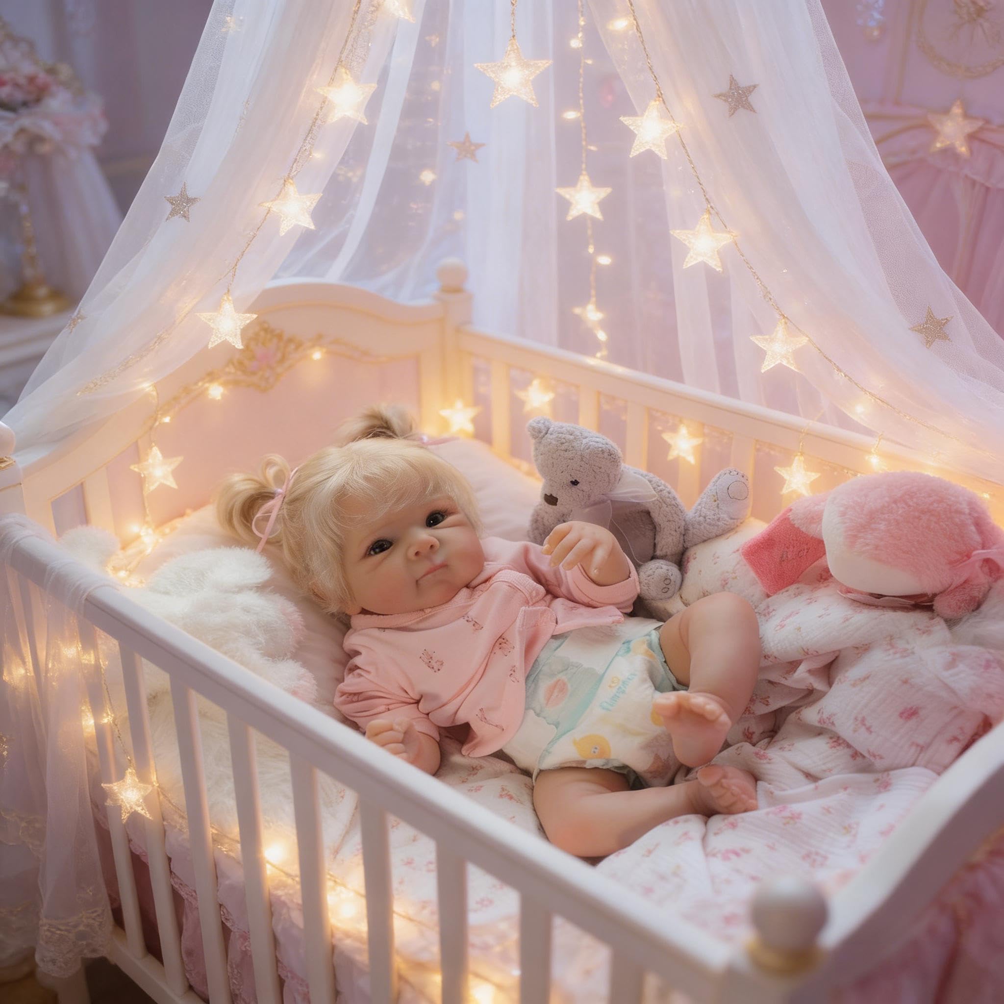 RXDOLL Realistyczne lalki Reborn Baby Dolls silikonowe całe ciało, 45 cm, realistyczne, anatomicznie poprawne, winylowe, blond włosy, ręcznie robione prawdziwe życie, noworodki, z zabawkami do