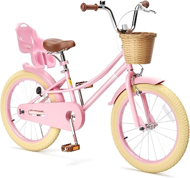 Glaf Girls Bike Bicycle for 2-12 Years Old 12 14 16 20 inch Kids Toddler Bike with Training Wheels and Basket,Doll Seat, Kids Bike Bicycle for Gift