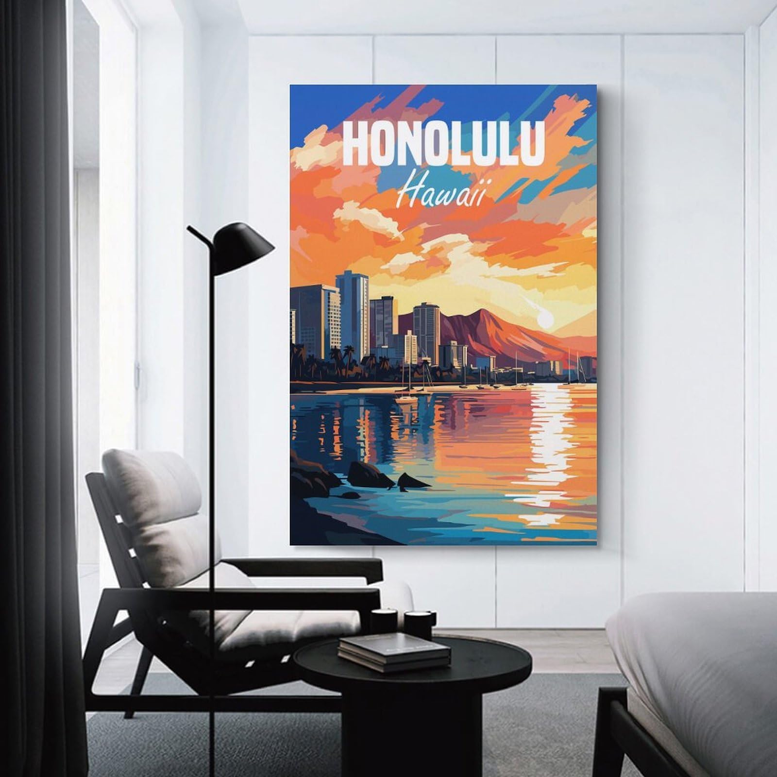 Junmoney Hawaii Honolulu Canvas Wall Decor 20x30inch(50x75cm), for Entrance Walls, Hall Decor Or Foyers, Wall Decor to Refresh Empty Corners