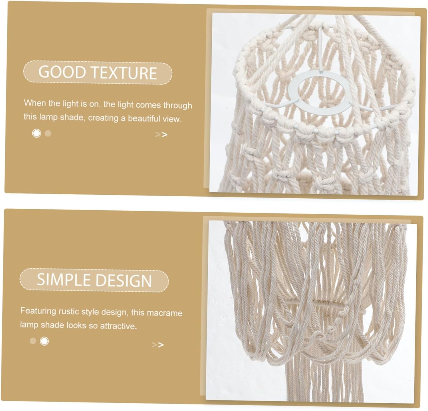 PRETYZOOM Bohemian Cotton Rope Lampshade Hand Woven Macrame Light Cover Woven Lamp Shades for Table Lamps