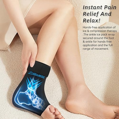 Miniatura 7 de Bolsa de hielo de tobillo para hinchazón, gel reutilizable para talón de pies, paquete de hielo para lesiones esguinces, compresión de calcetines de