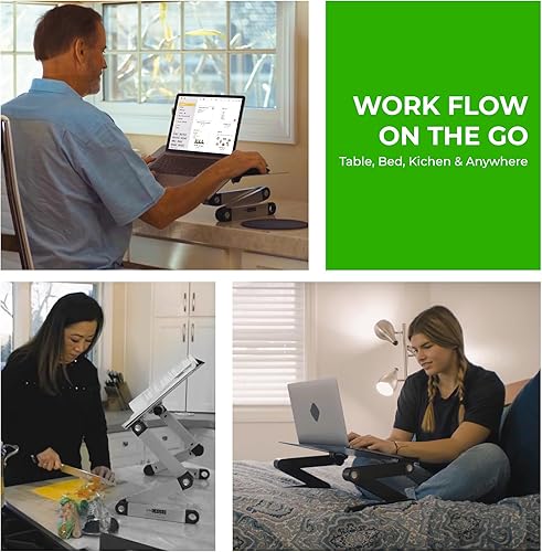 Miniatura 7 de WorkEZ El mejor soporte de refrigeración ajustable para laptop y escritorio de regazo para cama sofá con alfombrilla de mouse Ergonómico de ángulo