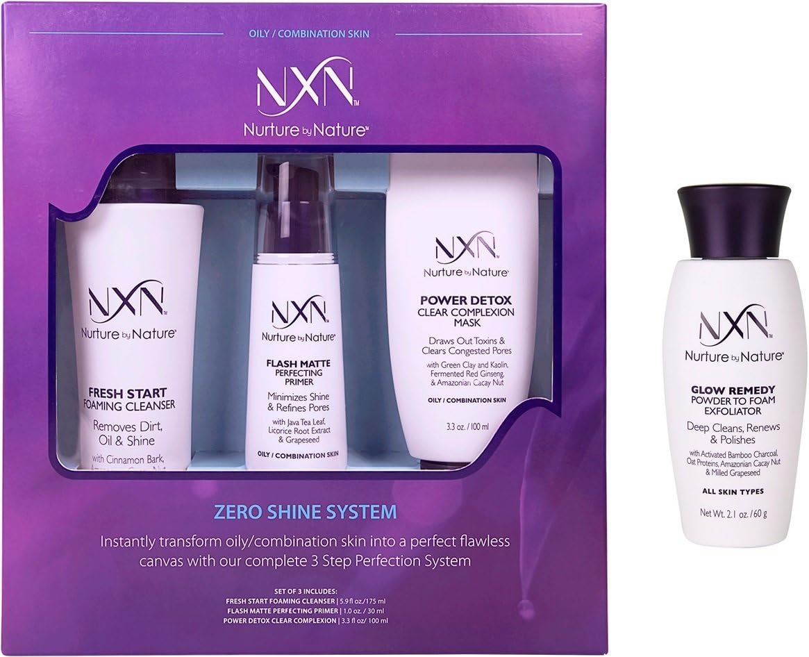 NxN Zero Shine Flawless Perfection Kit Natural 4-Piece Skin Care System for Oily/Combination Skin