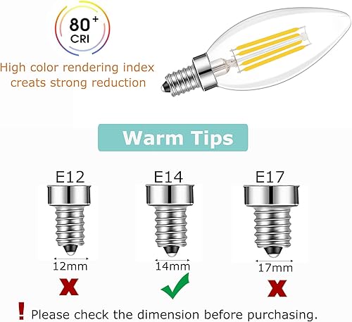 Miniatura 4 de Lamsky Bombilla LED E14 regulable, 110 V, 400 lúmenes, 40 W, equivalente a luz diurna blanca 5000 K, bombillas de candelabro de base europea E14,