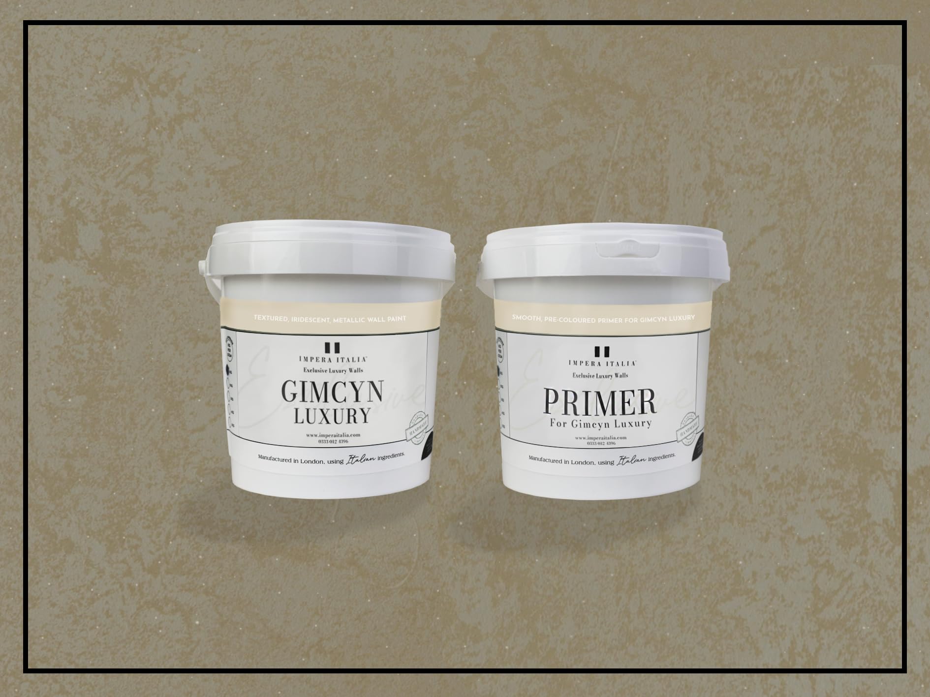 Impera Italia Gimcyn Luxury - Textured, Metallic Effect, Iridescent Wall Paint Bundle. Includes 1kg of Paint and 0.5L of Primer - Covers 5SQM - In Colour LEMON QUARTZ.