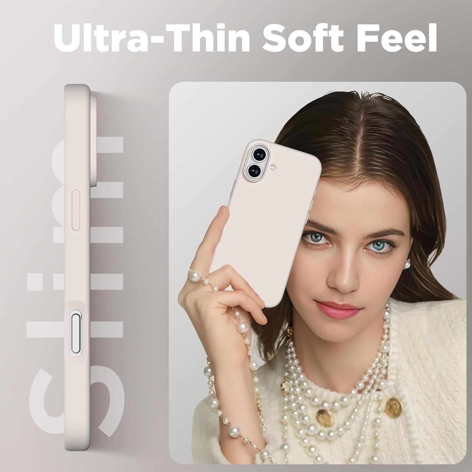 Magnetic for iPhone 16 Plus Case, Compatible with Magsafe, Suction Cup Phone Mount - 2 Screen Protectors - Camera Lens Protector, Silicone Shockproof Protective Phone Cover 6.7", Stone - Image 8