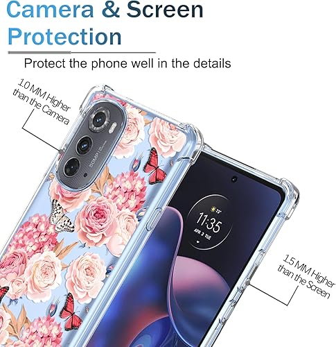 Miniatura 2 de OEURVQO Funda para Moto Edge 2022 5G, transparente, con bonito degradado, colorido, delgada, suave, TPU, a prueba de golpes, antiarañazos, funda