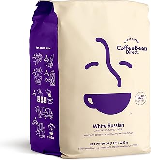 Coffee Bean Direct White Russian Flavored, Whole Bean Coffee, 5 Pound Bag (Pack of 1)