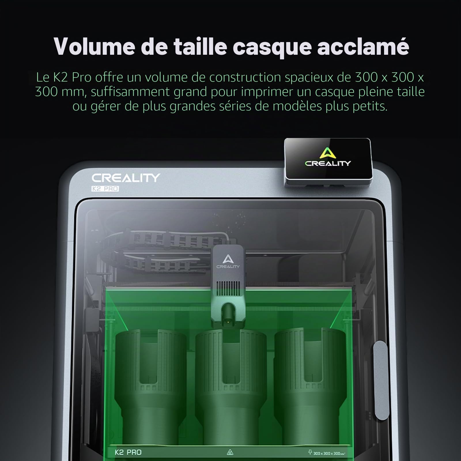 Creality K2 Pro Combo Imprimante 3D avec CFS – Impression multicolore, vitesse maximale de 600 mm/s, nivellement automatique, double caméra IA, chauffage actif de l'enceinte et grand espace de