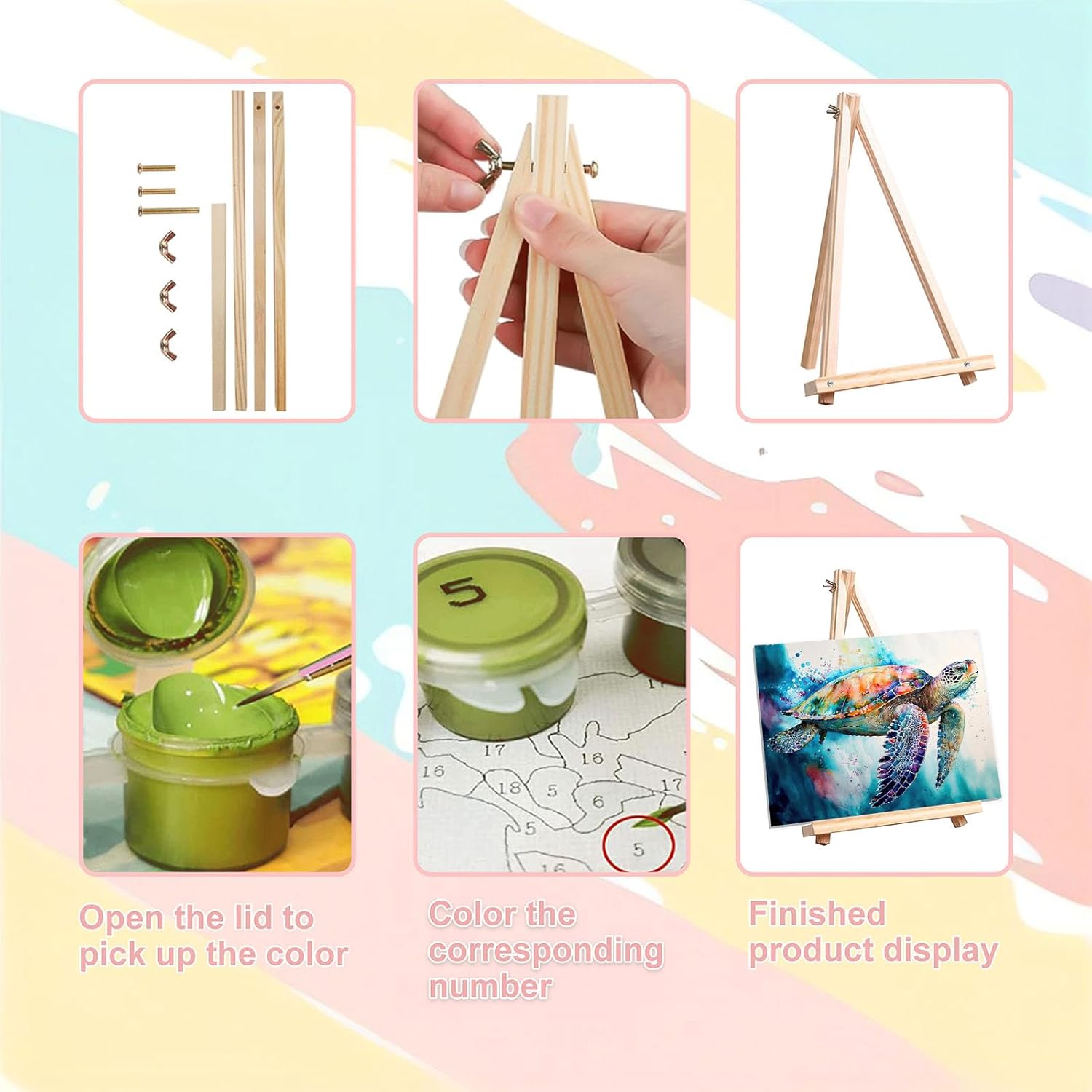 Sea Turtle Paint by Numbers for Adults with Framed Canvas-with Wooden Easel,Turtle Paint by Number on Canvas,DIY Acrylic Oil Painting Kits with Brushes Nice Gift Box for Home Wall Decor(16x20inch)