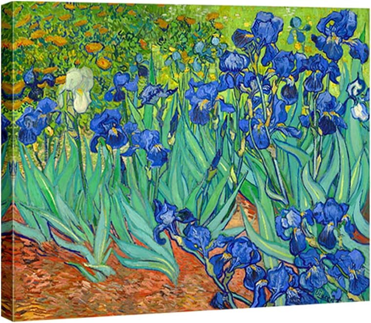 Irises Large Modern Gallery Wrapped Floral Giclee Canvas Print By Van Gogh Famous Blue Flowers Oil Paintings Reproduction Artwork Pictures on Canvas Wall Art for Bedroom Home Decor L