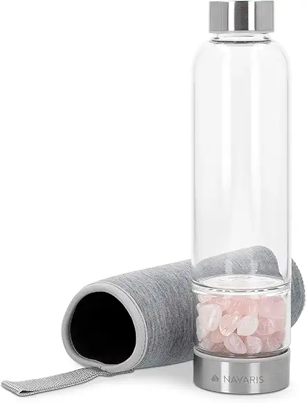 Navaris Crystal Water Bottle - 14oz Glass Gemstone...