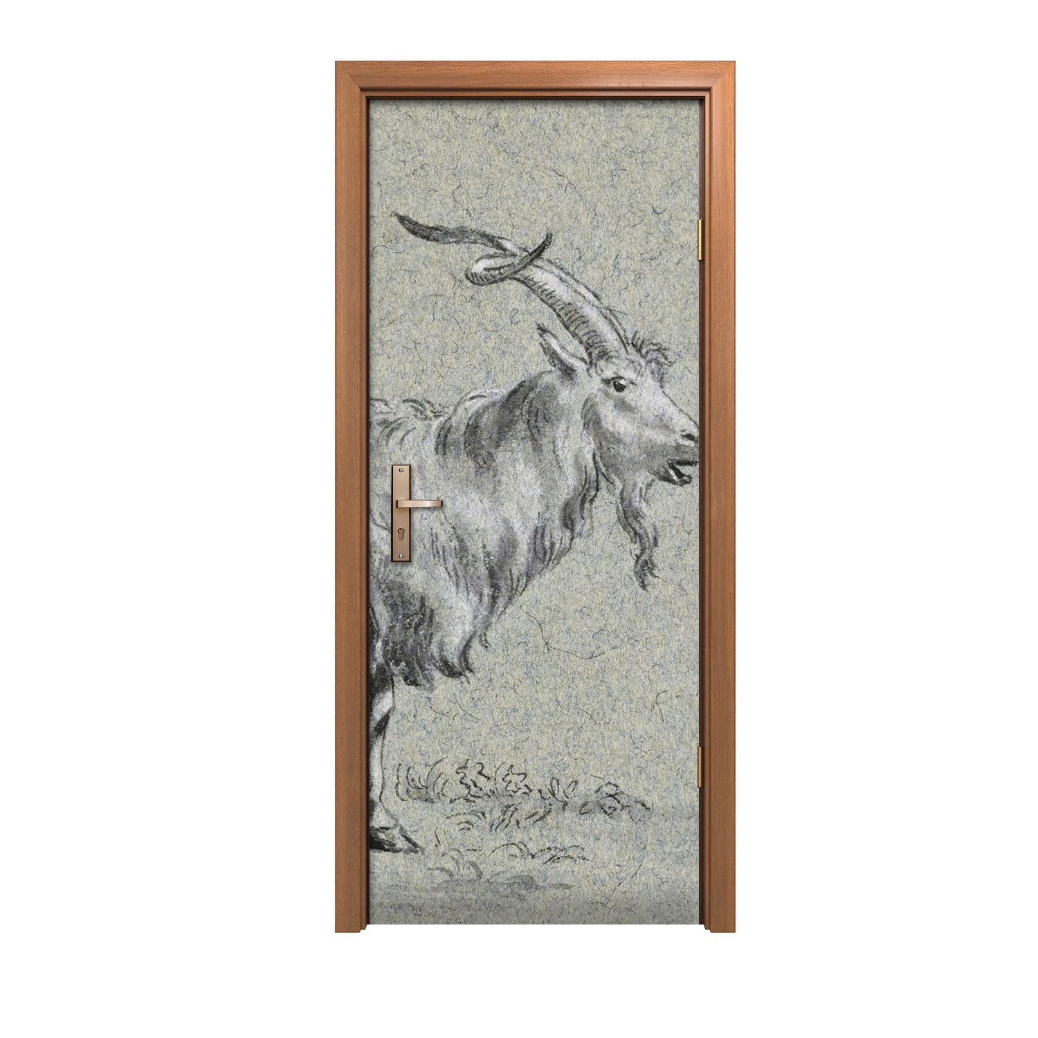 Autocollant de porte 90x200cm animaux pour masquer une vieille porte