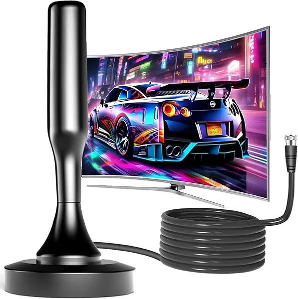 TV Antenna Indoor,TV Antenna for Local Channels,HD Digital Antenna for Smart TV with Strong Magnetic Base for Easy Installation,Support 4K 1080p 15ft Long Cables Size: Medium