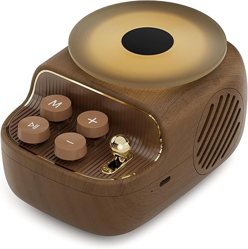 Altavoces Bluetooth inalámbricos, 3 en 1 portátiles lindos altavoces con bandeja aromática, aspecto vintage de tocadiscos, luces ambientales