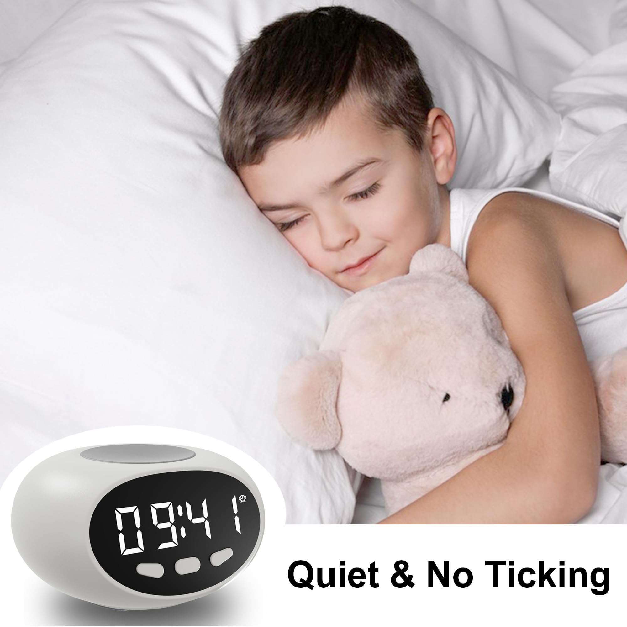 HEROSS Reloj despertador parlante – hora y fecha extra fuerte – para niños, ancianos, demencia, audición o personas mayores con discapacidad visual – Reloj de habla fácil de usar (blanco)
