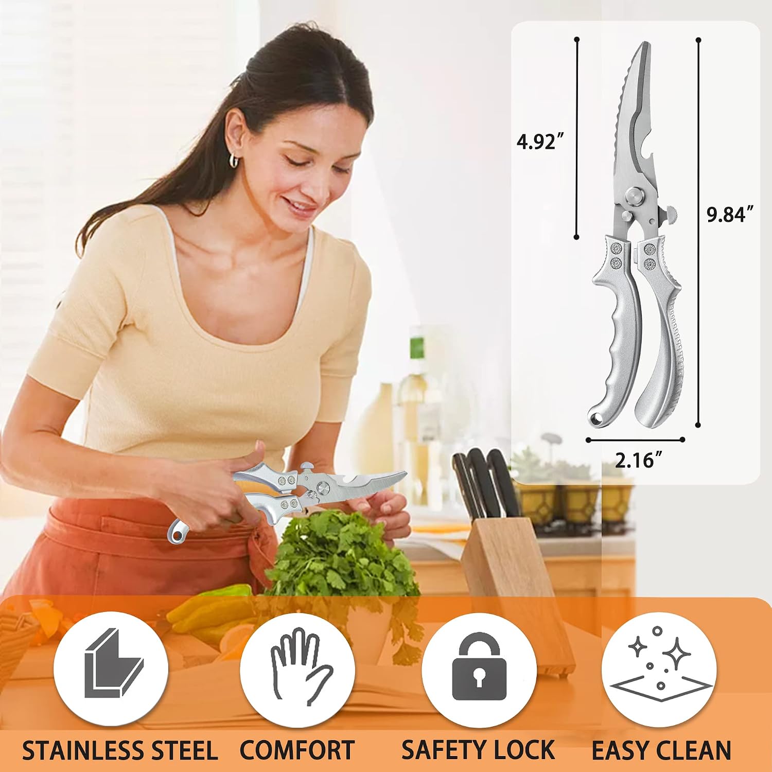 Kitchen Shears Heavy Duty Kitchen Scissors Poultry Shears, Stainless Steel Food Scissors Multiful Sharp Utility Scissors for Chicken,Turkey,Fish Thanksgiving Christmas Day