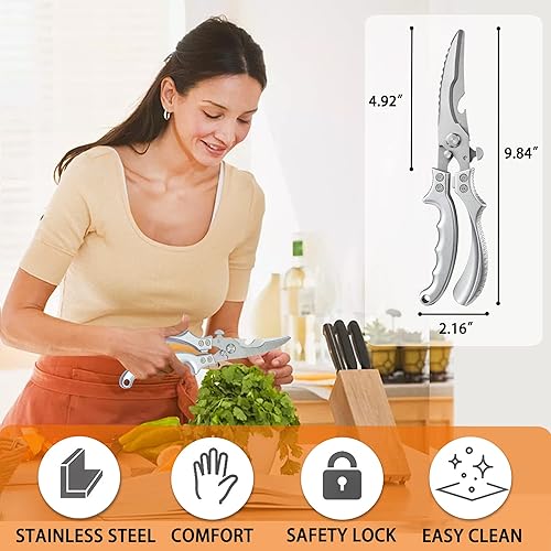 Miniatura 4 de Tijeras de cocina tijeras de cocina resistentes tijeras de aves de corral para alimentos pescado pollo huesos de pollo mariscos verduras alimentos