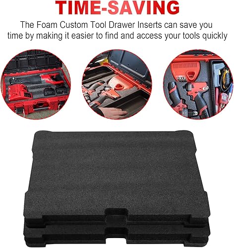 Miniatura 3 de 48-22-8451 Insertos de espuma para cajas de herramientas de cajones Milwau-kee Packout, compatibles con 48-22-8424, negro, 2 unidades