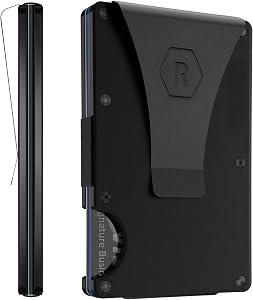 Ridge Wallet for Men - Slim Minimalist Compact Wallet and Card Holder, RFID Protected Front Pocket Wallets for Men with Integrated Money Clip (Matte Black Titanium)
