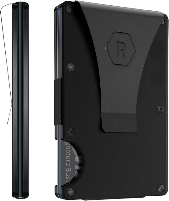 Ridge Wallet for Men - Slim Minimalist Compact Wallet and Card Holder, RFID Protected Front Pocket Wallets for Men with Integrated Money Clip (Matte Black Titanium)