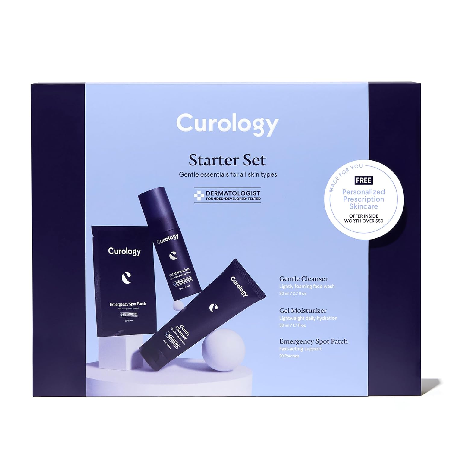 Curology Skincare Starter Gift Set, Gentle Essentials Kit