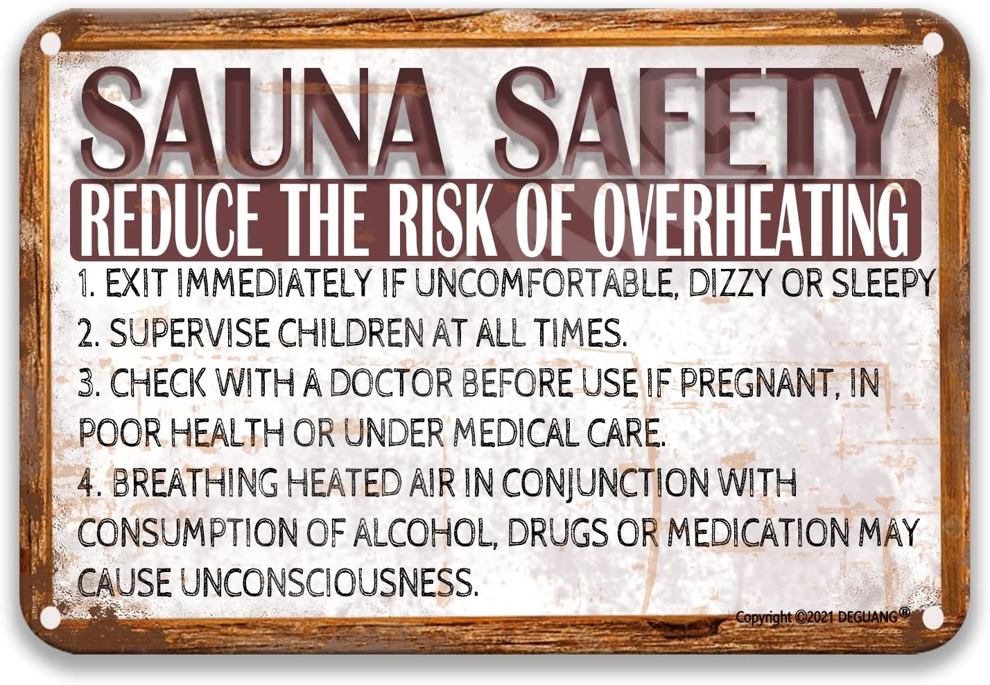 Warning Sauna Safety Reduce Risk Of Overheating Retro Art