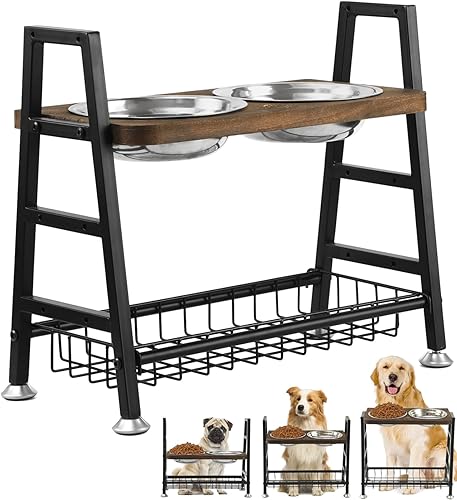 Vanansa Cuencos elevados para perros, cuencos elevados de comida para perros, cuencos elevados ajustables para perros pequeños, medianos y grandes