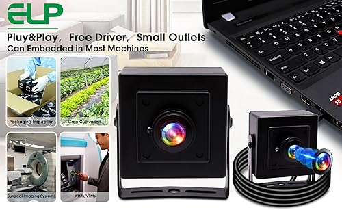Miniatura 9 de ELP Mini cámara de seguridad USB de aluminio con lente ojo de pez gran angular de 170 grados, cámara Lightburn USB2.0 para seguridad en el hogar y
