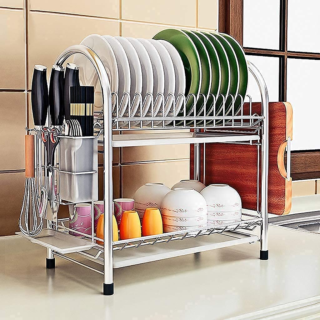 Support de Stockage de Stockage de Cuisine de Support de Plat de vidange de Double Couche d'acier Inoxydable 40 * 22,5 * 42Cm. Égoutter