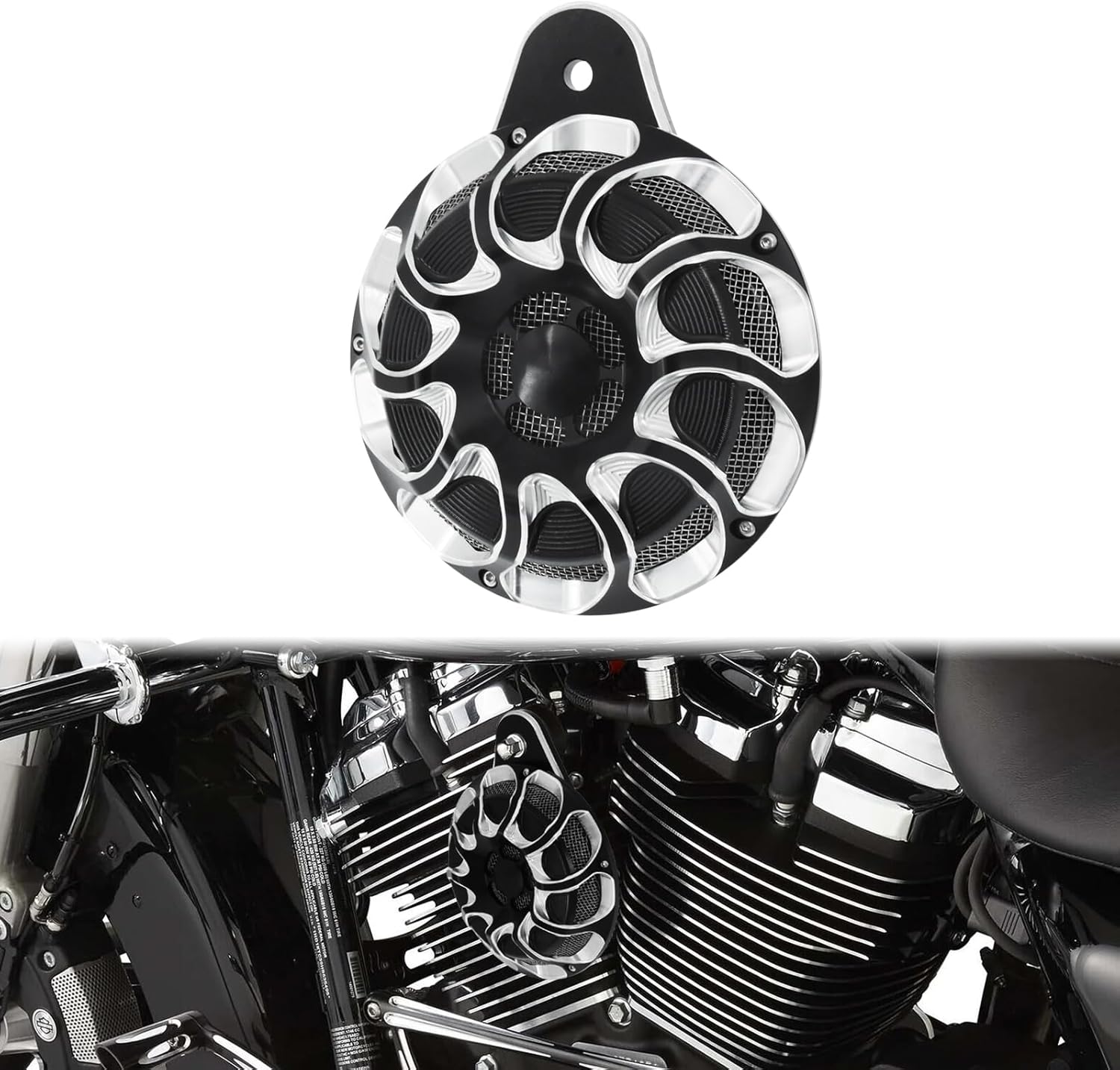 Motorcycles CNC Horn Cover Fit for Harley Big Twin 1991-2023 Sportster XL 2007-2023 (Black and Chrome)