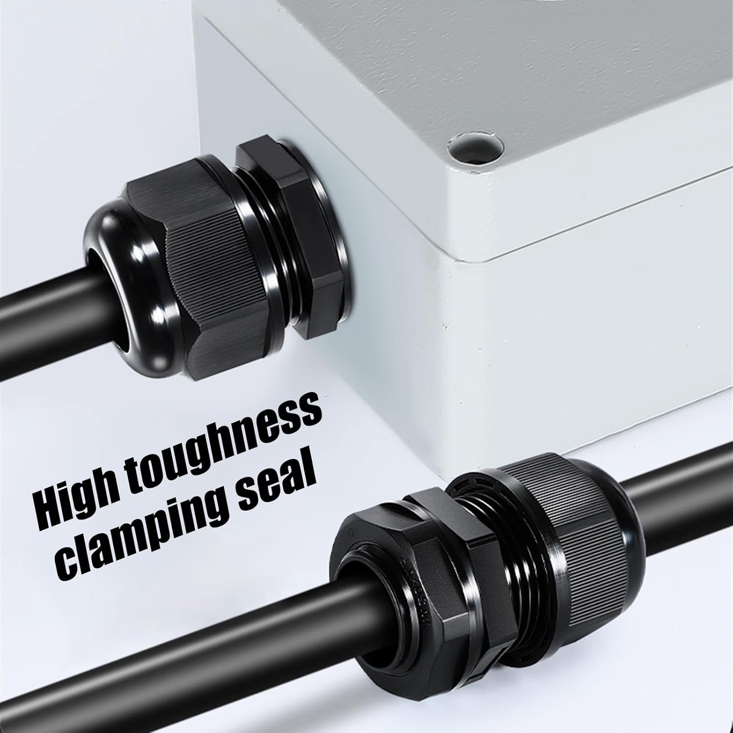 Cable Glands 20 pcs NPT3/4'' Cable Gland Waterproof joints, Adjustable Black Waterproof Cable Connectors Plastic 4 cable glands and Gaskets in PP Box