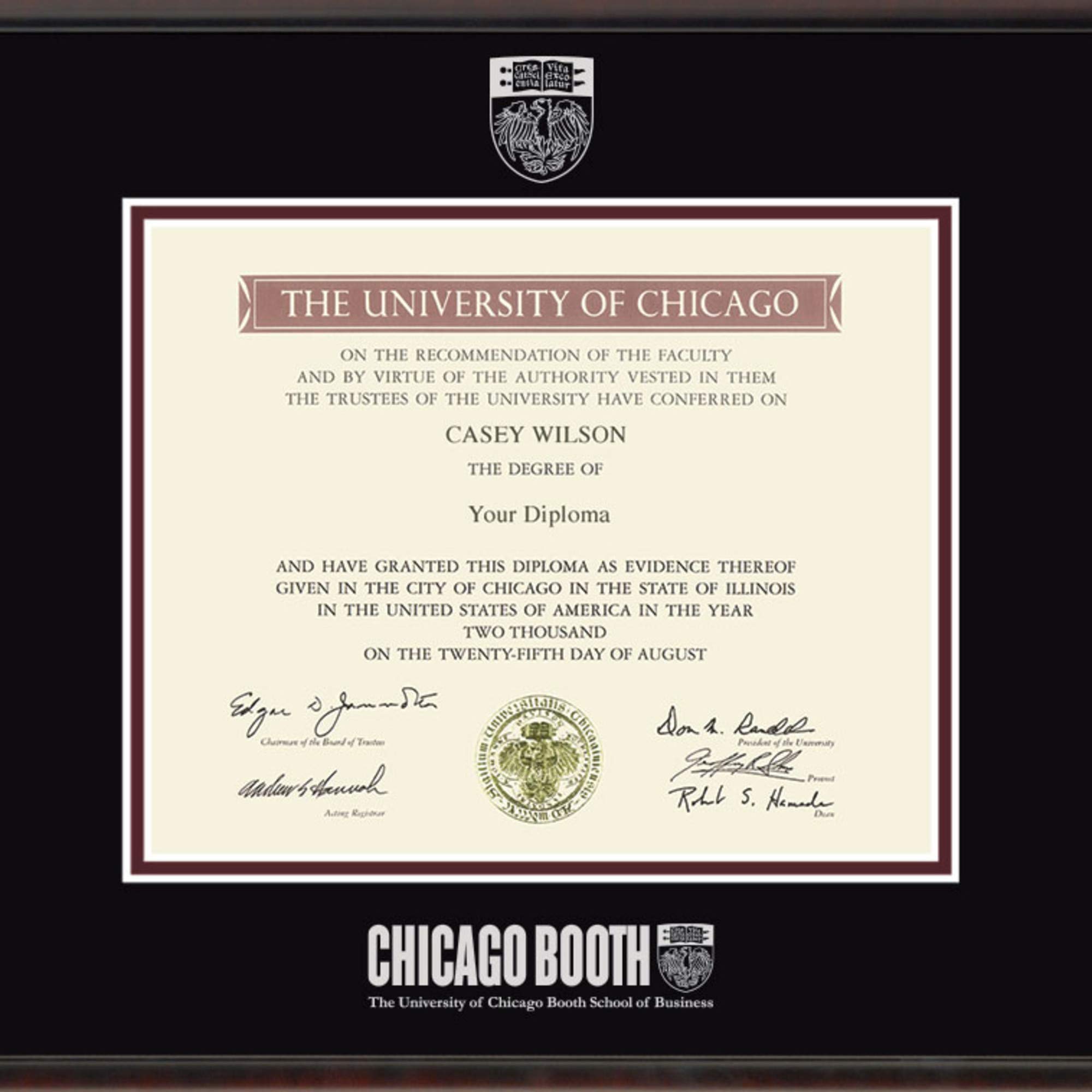 M. LA HART Chicago Booth Diploma Frame, the Fidelitas