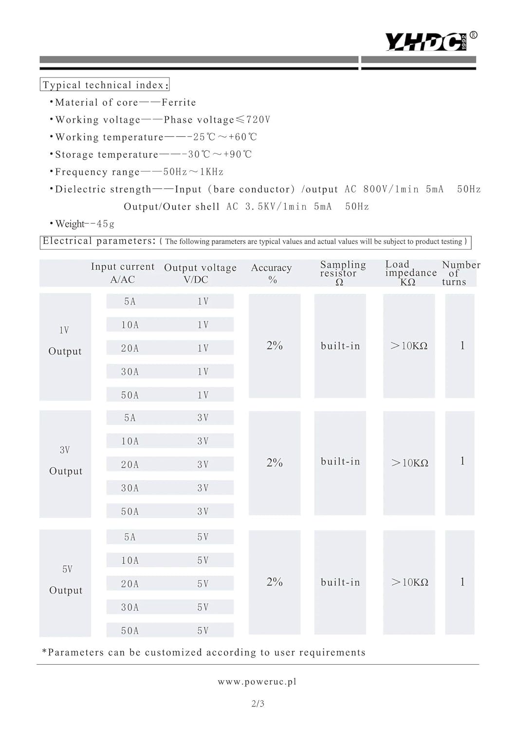 YHDC SCT010T-D Dimensions