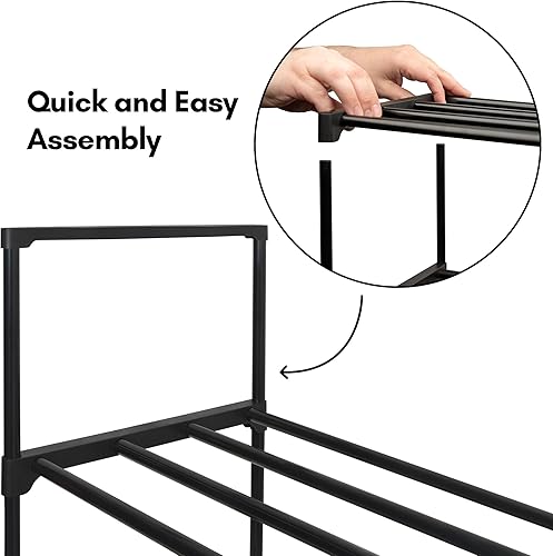 Miniatura 5 de Americanflat Organizador de zapatos, estante de almacenamiento de 3 niveles con marco de acero resistente, ideal para armarios, entradas o garajes,