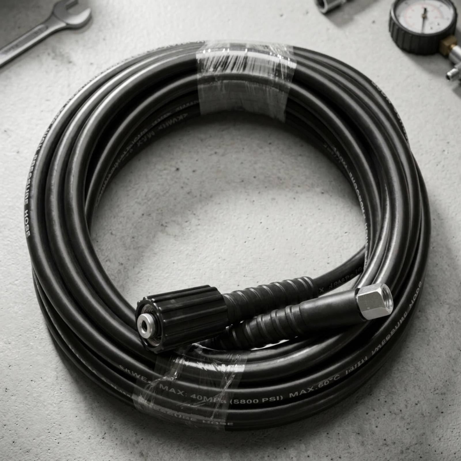 F Fityle Conexión para Lavado con Refuerzo Alambre Acero y Cubierta Flexible PVC para Limpieza Exterior Automóviles y Patios con Acoples Metal Seguros, 8 Metros