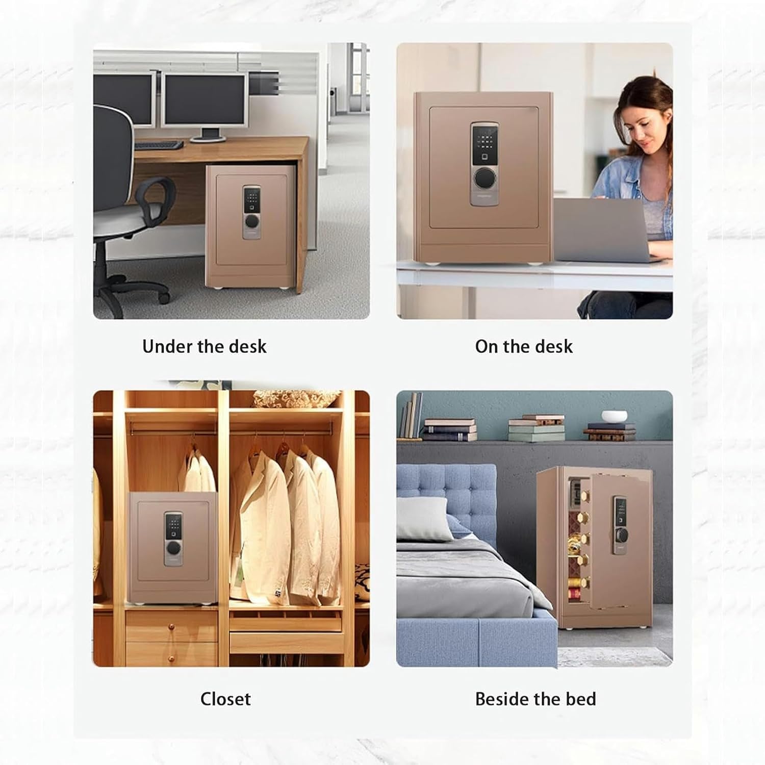 AMNOOL Home Safe Fireproof Waterproof, Digital Home Security with Programmable Keypad and Spare Keys, Document Safe for Money Medicine Valuables Id Biometric Fingerprint-1