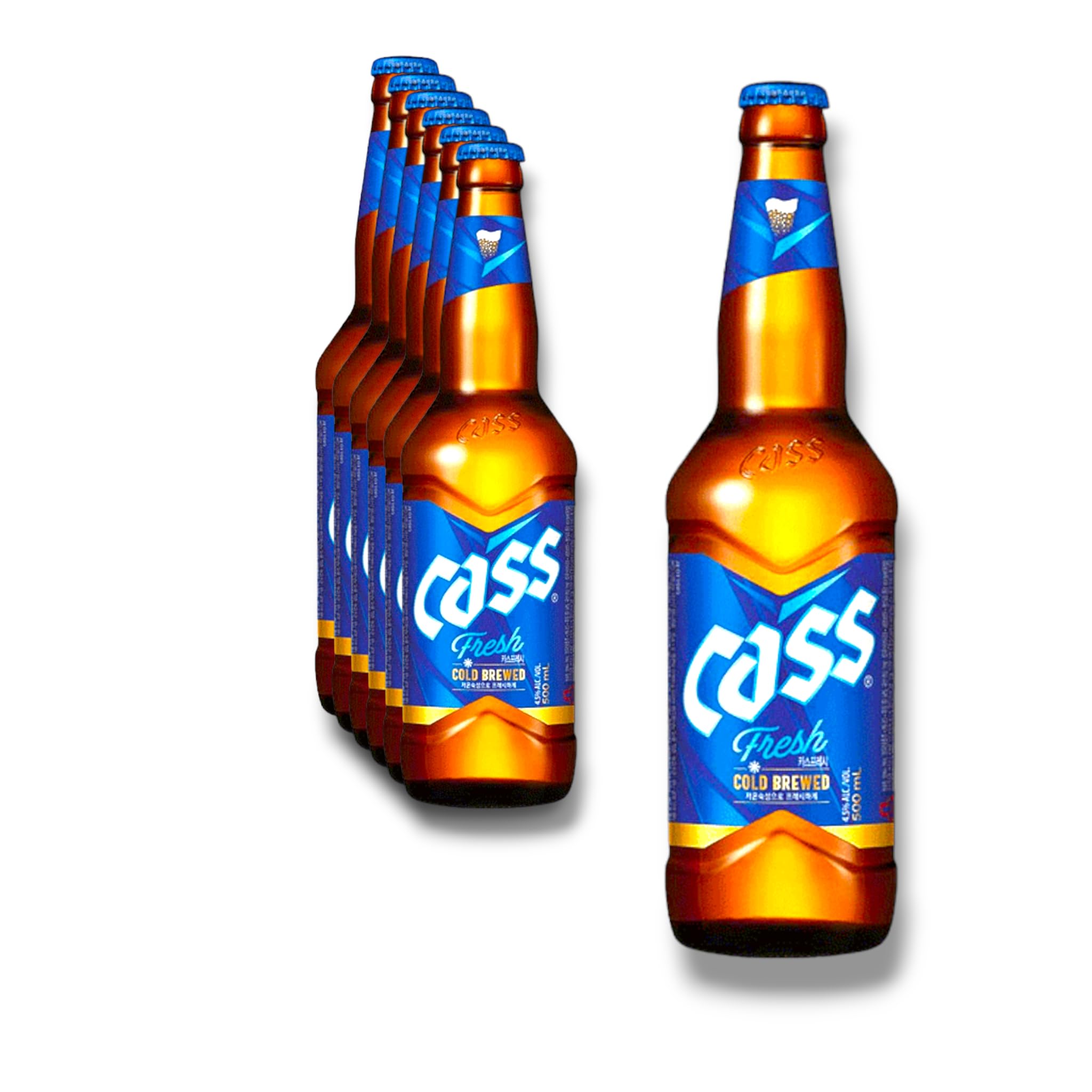 6 x Cass Fresh Bier 0.33l - Das Lagerbier aus Südkorea mit 4,5% Vol.- inklusive Haus der Biere Berlin Bierdeckel