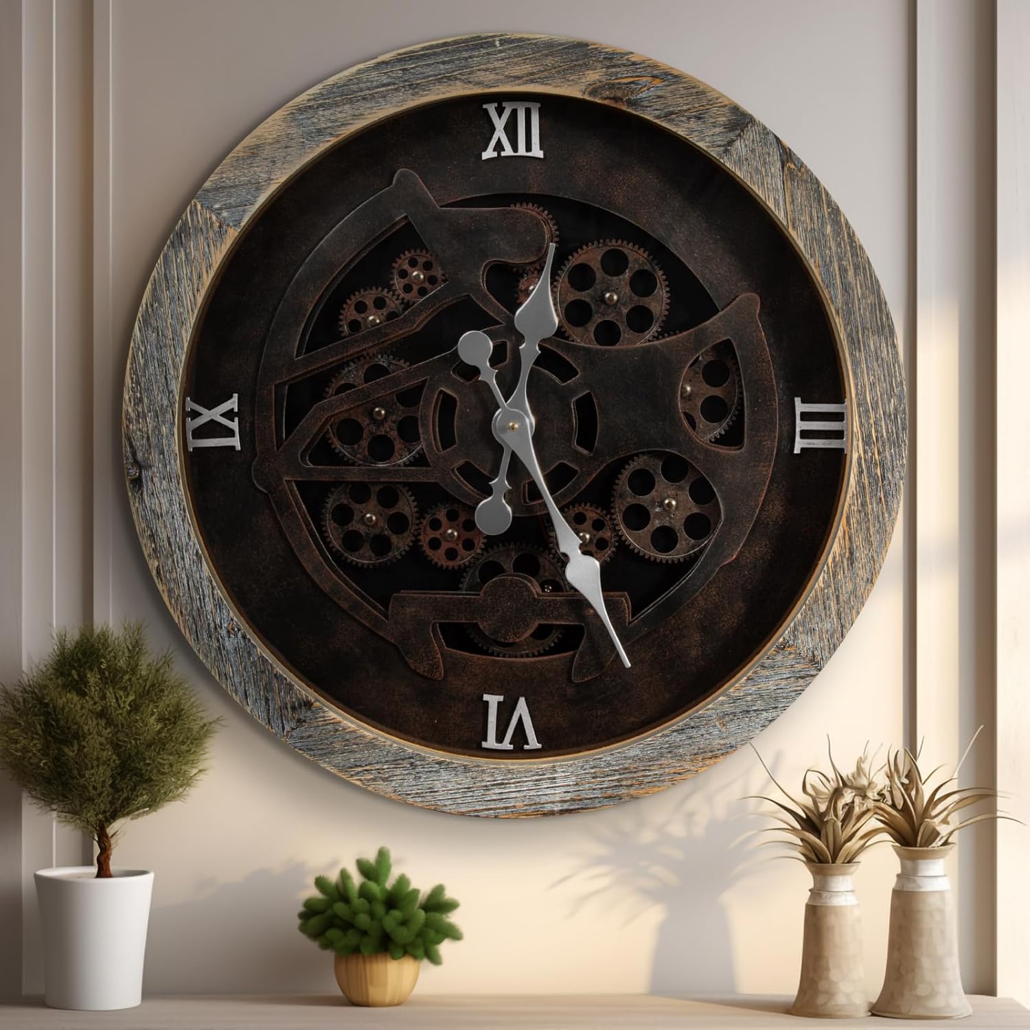 ZBJZJM 24" Large Wall Clocks with Moving Gears for Living