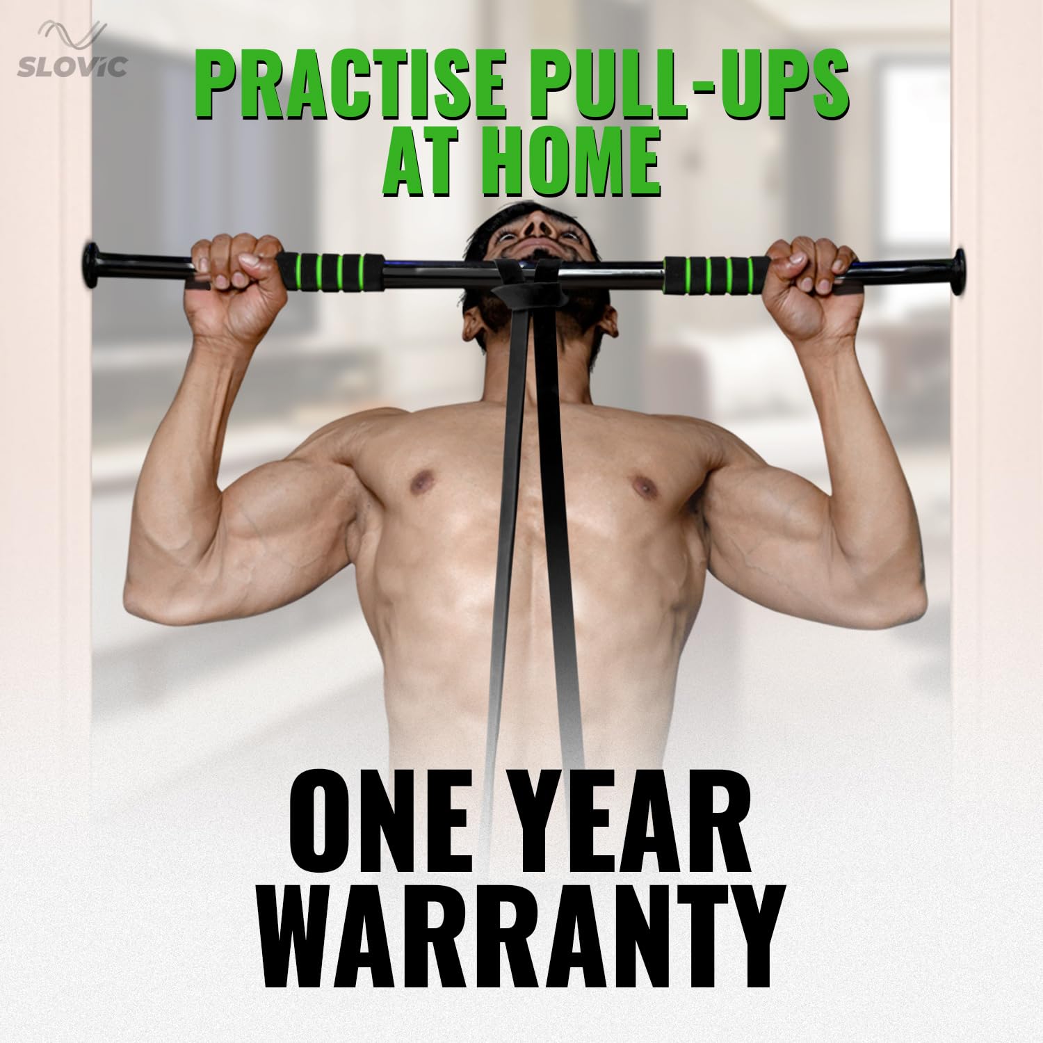 Door Pull Up Bar for Home Workout by SLOVIC (Load Capacity: 100 KG) Wall Mounted Pullup Bar At Home Non Slip Pull Up Rod & Chin Up Bar For Home with Adjustable Length 62 to 100cm 3