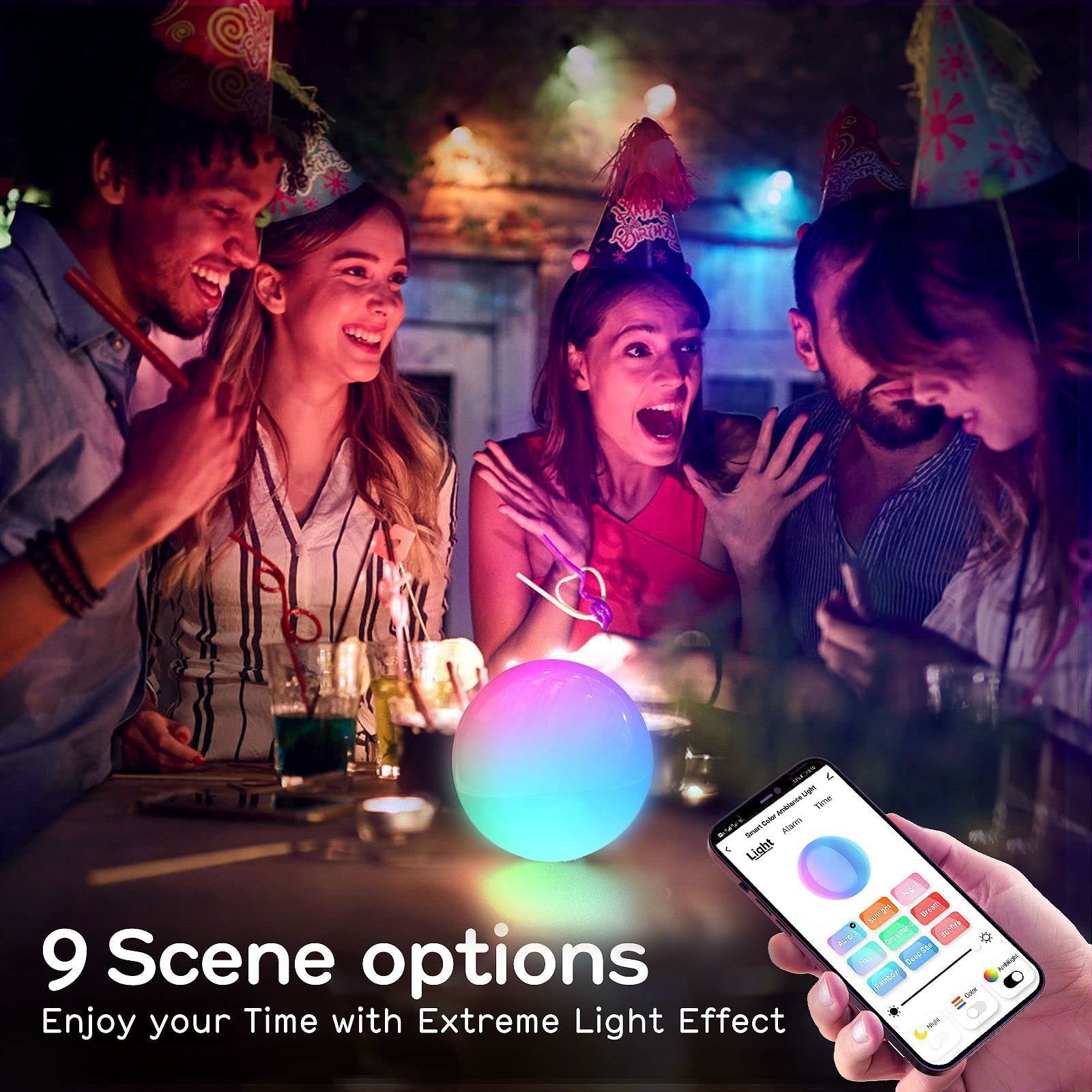 Luce Ambientale LED WiFi Smart - Controllo App, sincronizzazione con Musica, Controllo vocale, Funzione di temporizzazione, Lampada da Comodino, Luce d'atmosfera per Tavolo da Pranzo