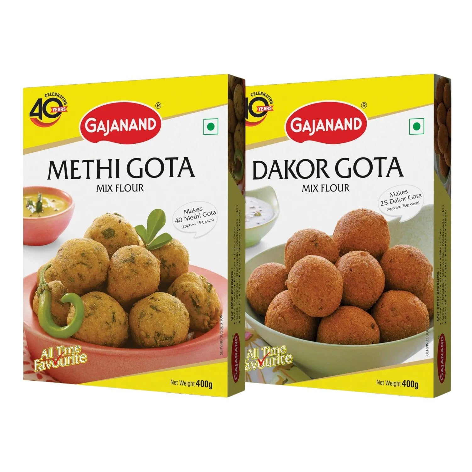 GAJANAND Instant Mix Combo - Dakor Gota Mix Flour - 400 gm & Methi Gota Instant Mix Flour - 400 gm | Ready to Cook | Easy to Make Healthy & Tasty Breakfast | Gujarati Snacks Food (Pack Of 2) (B0CTKM6V4B) Amazon Price History, Amazon Price Tracker