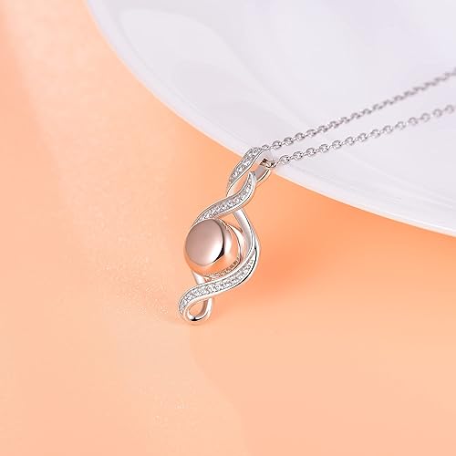 Miniatura 3 de Collar de urna de plata de ley 925, colgante de cenizas conmemorativas, recuerdo conmemorativo, chapado en oro rosa, joyería de cremación para